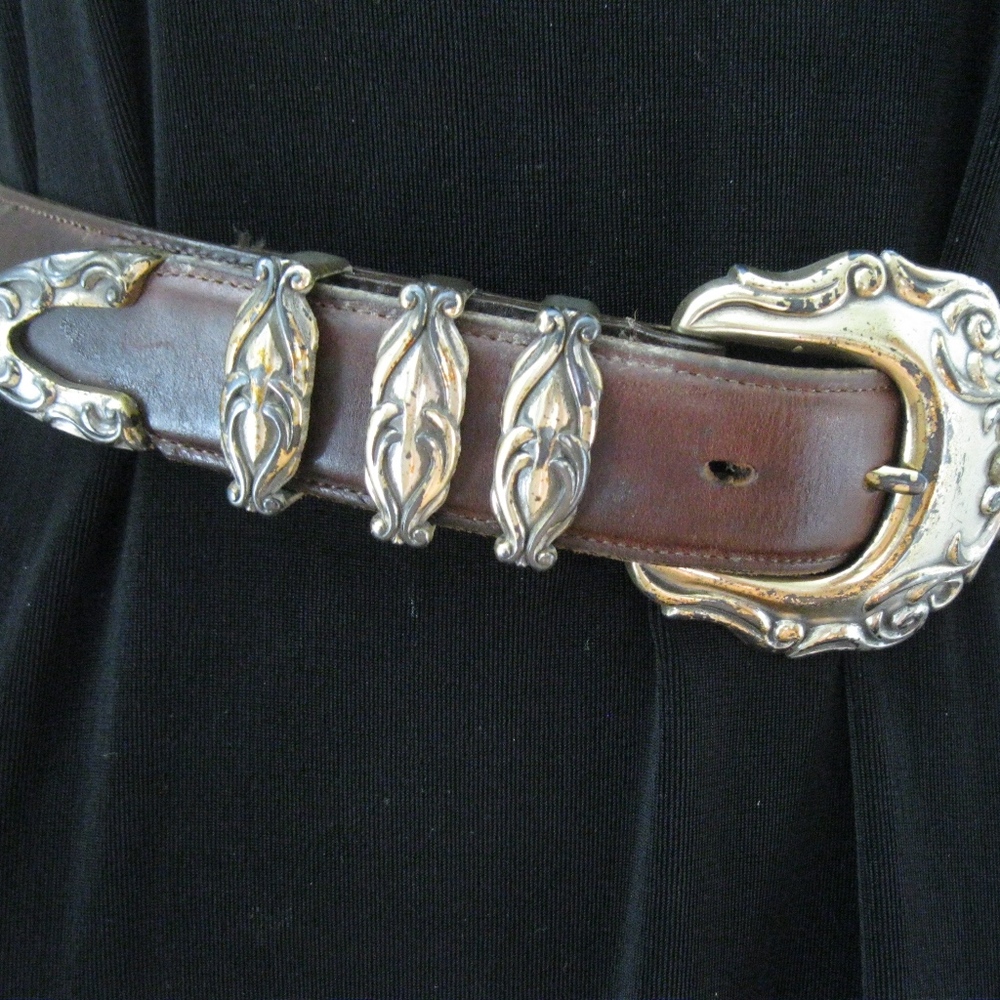 Vintage Lady Nadim leather belt, brown, Sz S